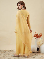 Premium Crunchy Silk Embroidered Peplum Palazzo Suit Set with Matching Crunchy Silk Dupatta | Designer Ethnic Wear for Women