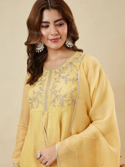 Premium Crunchy Silk Embroidered Peplum Palazzo Suit Set with Matching Crunchy Silk Dupatta | Designer Ethnic Wear for Women