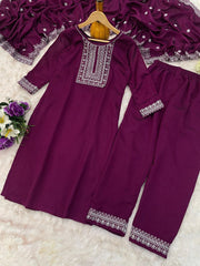Vichhitra Silk Embroidered Suit Set with Embroidered Dupatta | Designer Ethnic Wear for Women