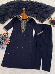 Premium Roman Silk Embroidered Suit Set with Chanderi Silk Dupatta | Designer Ethnic Wear for Women