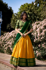 Kanchipuram Silk Lehenga Choli Set with Zari Weaving & Georgette Dupatta | Designer Festive Lehenga for Women