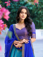 Kanchipuram Silk Lehenga Choli Set with Zari Weaving & Georgette Dupatta | Designer Festive Lehenga for Women