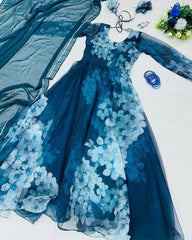 Digital Printed Organza Silk Anarkali Gown with Georgette Dupatta | Premium Designer Party Wear Gown for Women