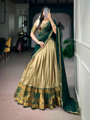 Designer Poly Cotton Lehenga Choli with Georgette Dupatta | Zari Woven Traditional Festive Lehenga Set for Women