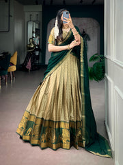 Designer Poly Cotton Lehenga Choli with Georgette Dupatta | Zari Woven Traditional Festive Lehenga Set for Women