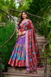 Premium Dola Silk Kalamkari Printed Lehenga Choli with Jacquard Silk Dupatta | Designer Zari Woven Traditional Wedding & Festive Lehenga for Women