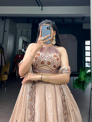 Premium Spider Crush Embroidered Lehenga Choli with Sequins Work & Designer Dupatta | Luxury Wedding & Festive Designer Lehenga for Women
