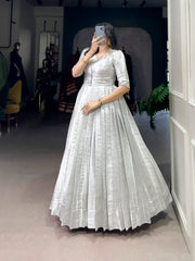 Rooprangi Women's Kanjivaram Zari Weaving Lehenga Gown with Koti