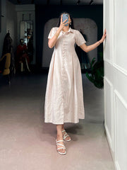 Ivory White Remy One Piece Midi Dress | Premium Button-Down Casual Western Dress for Women