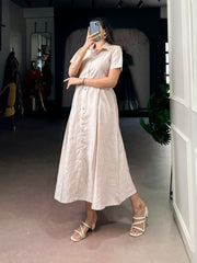 Ivory White Remy One Piece Midi Dress | Premium Button-Down Casual Western Dress for Women