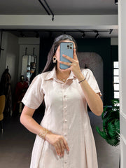 Ivory White Remy One Piece Midi Dress | Premium Button-Down Casual Western Dress for Women