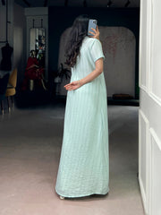 Mint Green Indo-Fusion Co-Ord Set with Long Overlay Shrug | Premium Orchid & N.V Texmar Designer Fusion Wear for Women