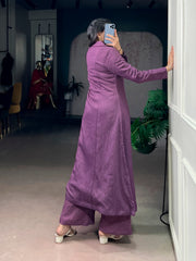 Purple N.V Herry Co-Ord Kurta Pant Set | Premium Straight Kurta & Palazzo Set for Women