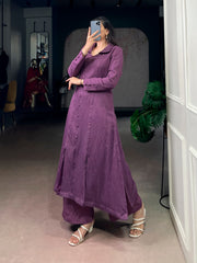 Purple N.V Herry Co-Ord Kurta Pant Set | Premium Straight Kurta & Palazzo Set for Women