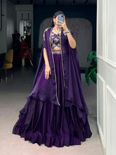 Purple Fendi Silk Lehenga Set with Embroidered Shrug | Designer Party Wear Lehenga for Women