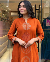 Premium Rayon Slub Embroidered Suit Set with Chanderi Silk Dupatta | Designer Ethnic Wear for Women