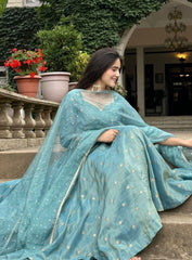 Premium Barbary Silk Embroidered Suit Set with Twill Net Dupatta | Designer Ethnic Wear for Women