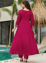 Premium Magenta Vichhitra Silk Embroidered Suit Set with Embroidered Vichhitra Silk Dupatta | Designer Ethnic Wear for Women