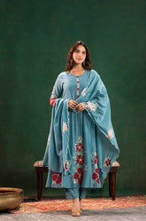 Premium Chanderi Silk Embroidered Suit Set with Chanderi Dupatta