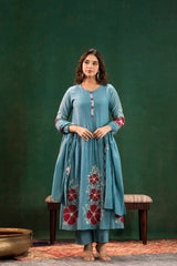 Premium Chanderi Silk Embroidered Suit Set with Chanderi Dupatta