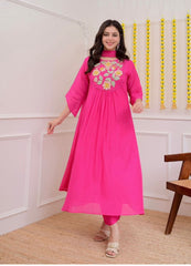 Premium Chanderi Silk Embroidered Suit Set with Organza Dupatta