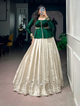 Rooprangi Women's Kanchipuram Zari Weaving Lehenga with Satin Silk Top