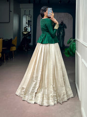 Rooprangi Women's Kanchipuram Zari Weaving Lehenga with Satin Silk Top