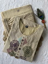 Cream Pure Cotton Suit Set with Thread Embroidery & Embroidered Mul Cotton Dupatta