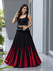 Modern Black Cotton Navratri Lehenga Choli with Designer Charm Blouse