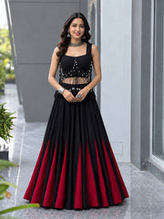 Modern Black Cotton Navratri Lehenga Choli with Designer Charm Blouse