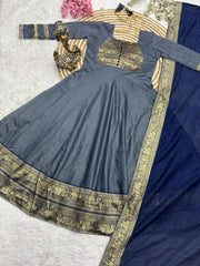Chanderi Cotton Anarkali Suit Set
