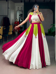 Premium Pure Rayon Navratri Lehenga Choli Set with Designer Koti, Gota Patti & Pearl Detailing