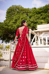 Premium Pure Chanderi Bandhej Print Lehenga Choli with Dupatta – Festive Designer Collection