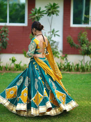 Rooprangi Women's Premium Heavy Muslin Cotton Printed Lehenga Choli Set with Real Mirror Work & Designer Dupatta | Navratri & Festive Collection