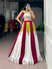 Premium Pure Rayon Navratri Lehenga Choli Set with Designer Koti, Gota Patti & Pearl Detailing