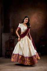Poly Cotton Zari Weaving Lehenga Choli with Georgette Dupatta | Traditional Designer Lehenga Set for Women