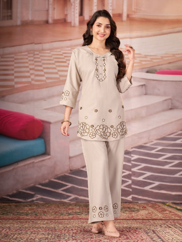 Women’s Premium Heavy Rayon Embroidered Co-Ord Set | Stylish Straight Pant & Embroidery Work Kurta Set | 5 Colors