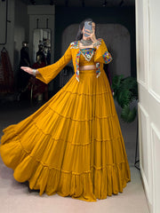 Pure Rayon Navratri Lehenga Choli with Gamthi Mirror Work Jacket (4 Colors)
