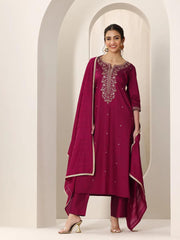 Premium Roman Silk Embroidered Suit Set with Chanderi Silk Dupatta | Designer Ethnic Wear for Women