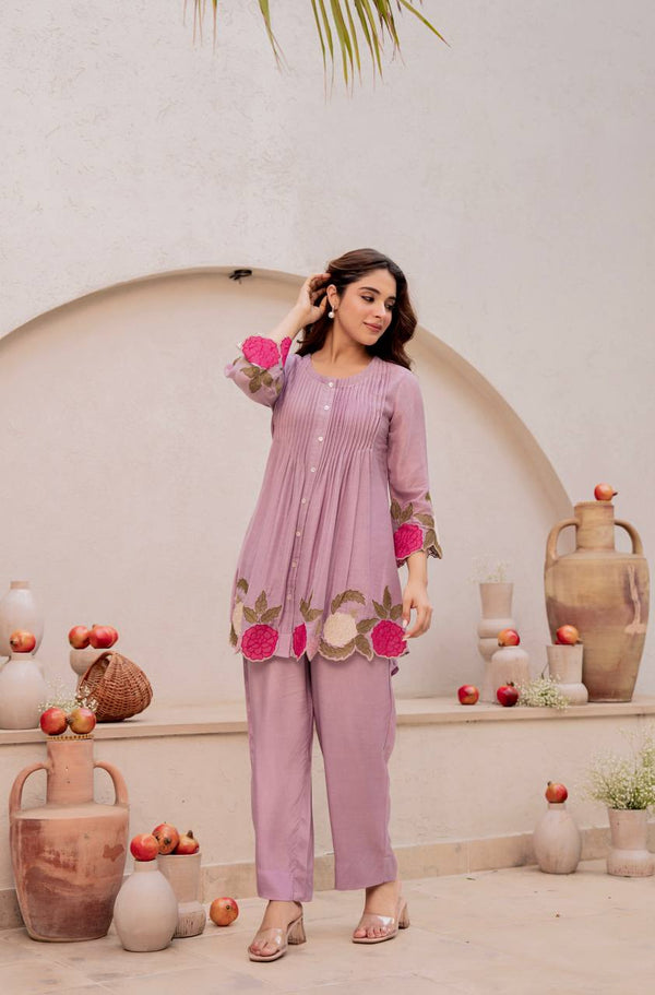 Rooprangi Women’s Premium Chanderi Silk Embroidered Kurta Pant Set | 2 Colors