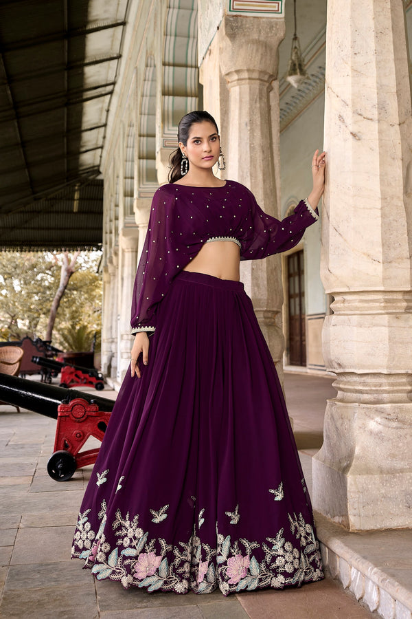 Rooprangi Women’s Georgette Embroidered Lehenga Choli | Sequin & Thread Embroidery | Festive & Party Wear