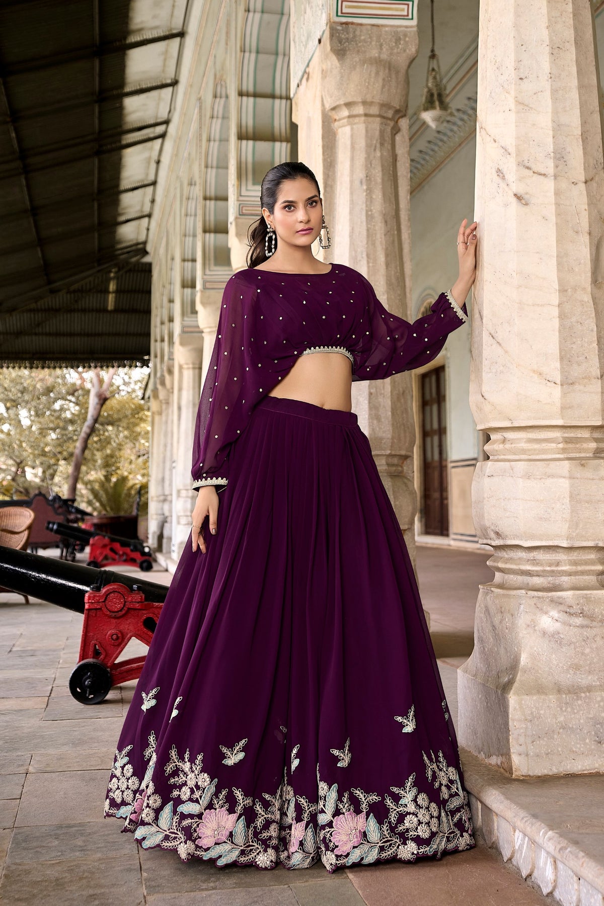 Rooprangi Women’s Georgette Embroidered Lehenga Choli | Sequin & Thread Embroidery | Festive & Party Wear