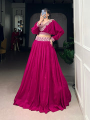 Premium Vichitra Silk Embroidered Lehenga Co-Ord Set | Designer Thread Work Festive Lehenga for Women (2 Colors)