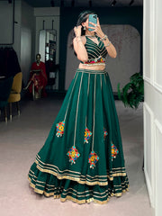 Pure Rayon Navratri Lehenga Choli Set with Gamthi Work, Mirror & Shell Detailing