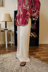 Cherry Red Premium Rayon Cotton Printed Co-Ord Set for Women | Designer Kurti & Plazzo