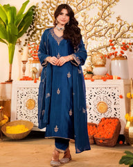 Premium Vichhitra Silk Embroidered Suit Set with Embroidered Vichhitra Silk Dupatta | Designer Ethnic Wear for Women