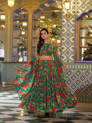RoopRangi Women's Premium Floral Printed Marble Lehenga Choli Set with Dupatta
