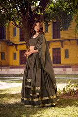 Designer Chettinad Cotton Lehenga Choli Set with Zari Weaving | 4 Meter Flared Traditional Festive Lehenga for Women