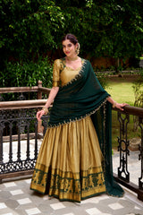 Traditional Poly Cotton Lehenga with Zari Weaving & Embroidered Georgette Dupatta | Festive & Wedding Wear Lehenga for Women