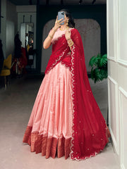 Premium Cotton Silk Lehenga Choli Set with Zari Weaving & Embroidered Georgette Dupatta | Designer Wedding & Festive Lehenga for Women